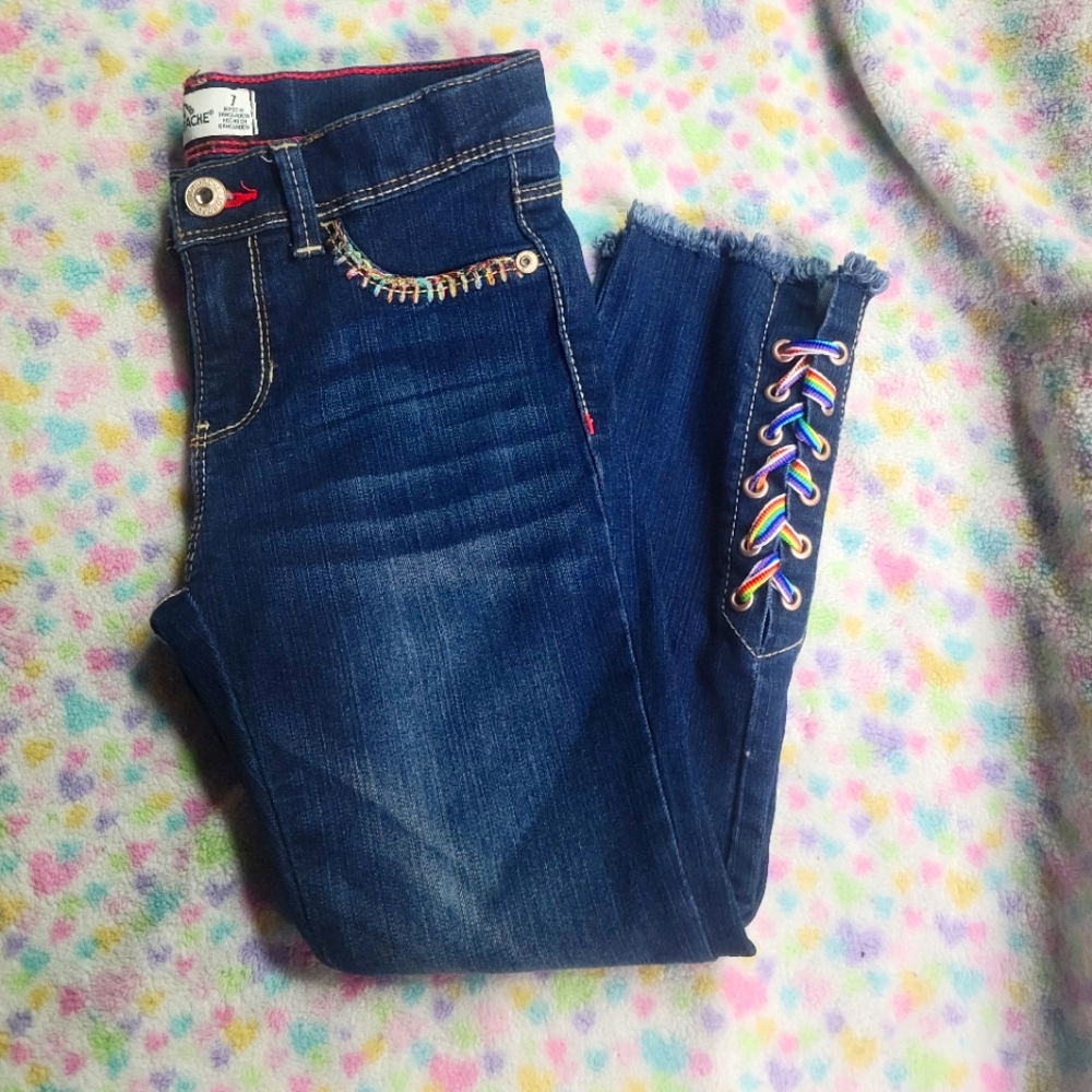 Girls lace up jeans